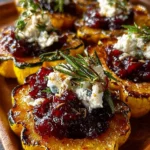 Caramelized Delicata Squash with Ricotta & Hot Honey Cranberry Glaze
