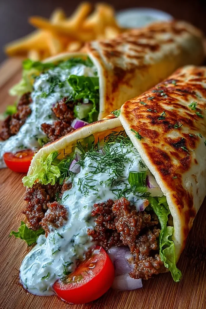 Greek Beef Wraps with Tzatziki Sauce