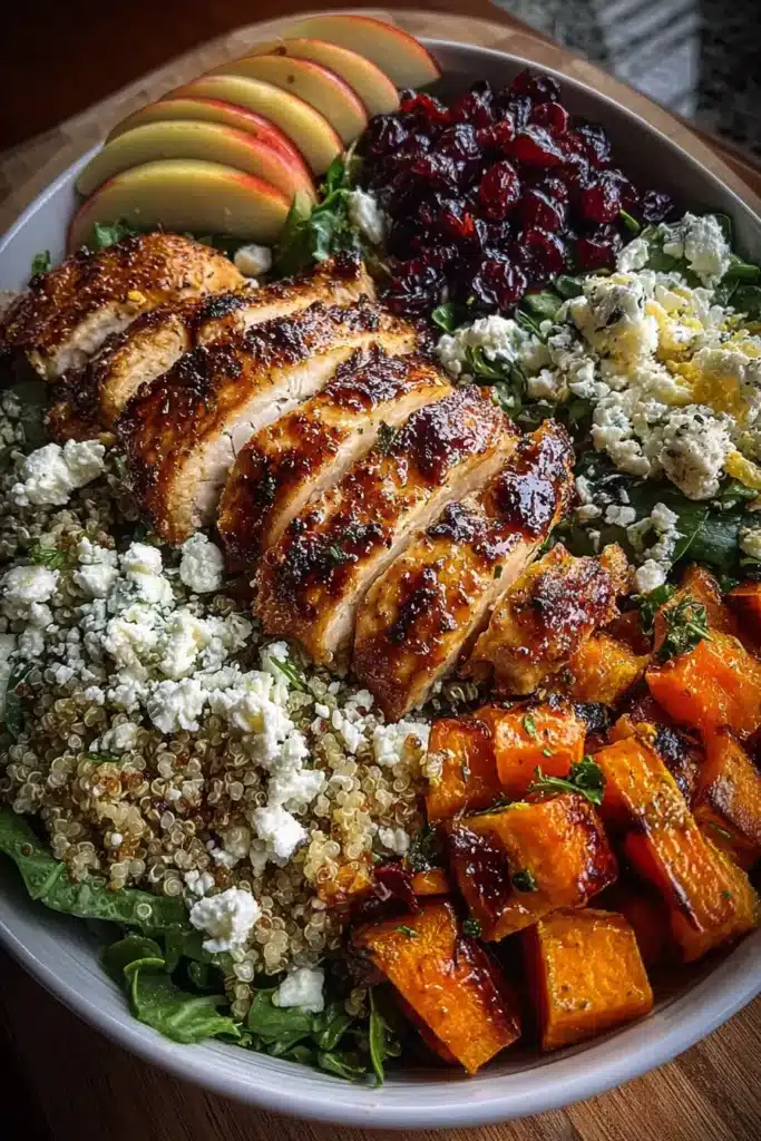 Greek Chicken Harvest Bowl with Cranberries & Feta