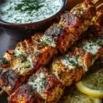 Greek Chicken Skewers with Lemon Yogurt Dip