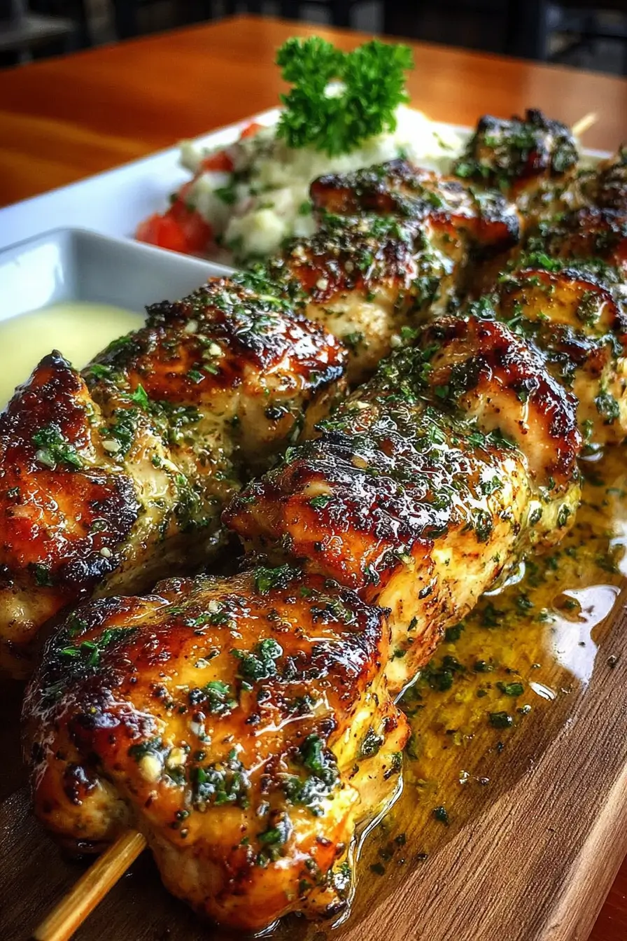 Greek Chicken Souvlaki with Maple Garlic Glaze