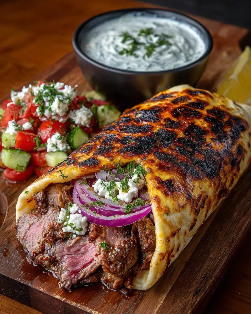 Greek Lamb Wraps with Garlic Yogurt Sauce