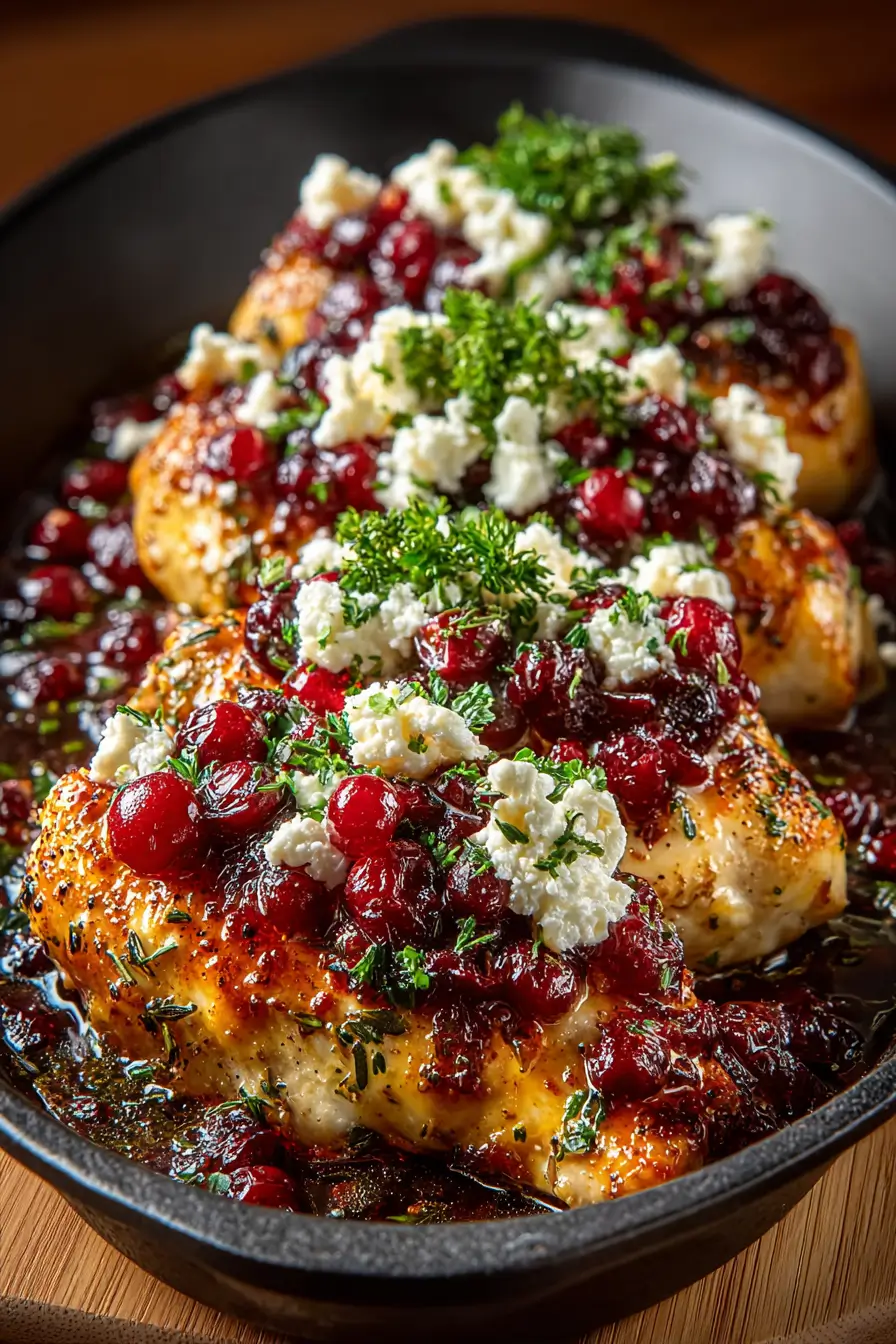Best Honey Cranberry Chicken Bake with Feta Cheese