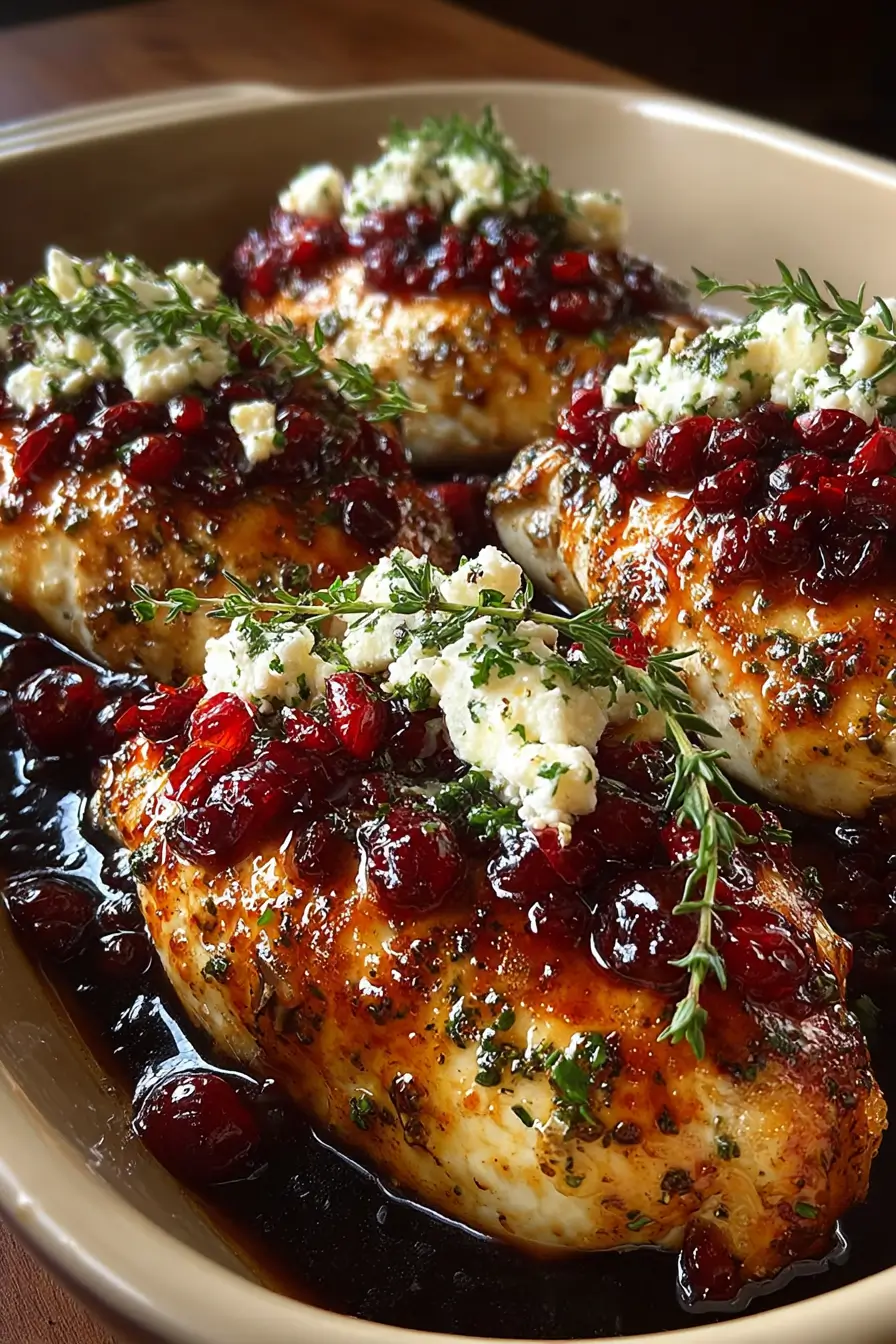 Honey Cranberry Chicken Bake with Feta Cheese