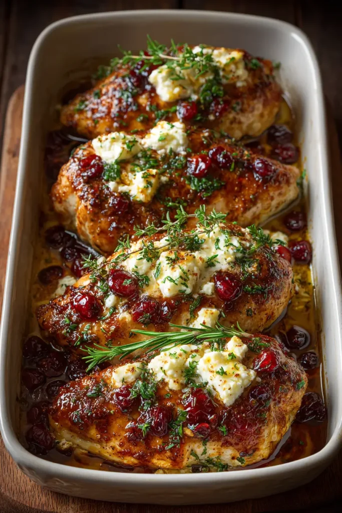 Honey Cranberry Chicken Bake with Feta Cheese Recipe