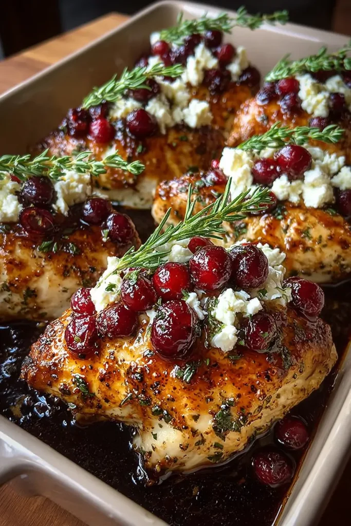 Honey Cranberry Chicken Bake with Feta Cheese