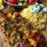 Lemon Garlic Chicken Skewers with Feta Orzo Salad