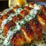 Lemon Parmesan Crusted Chicken with Creamy Garlic Sauce