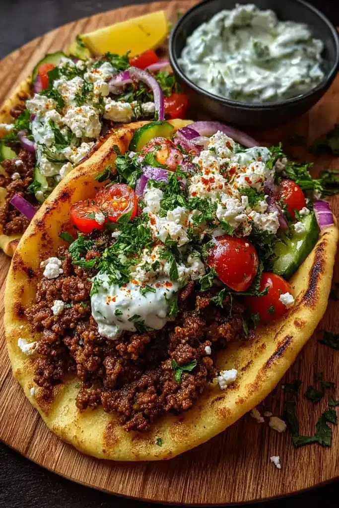 Mediterranean Ground Beef Gyros