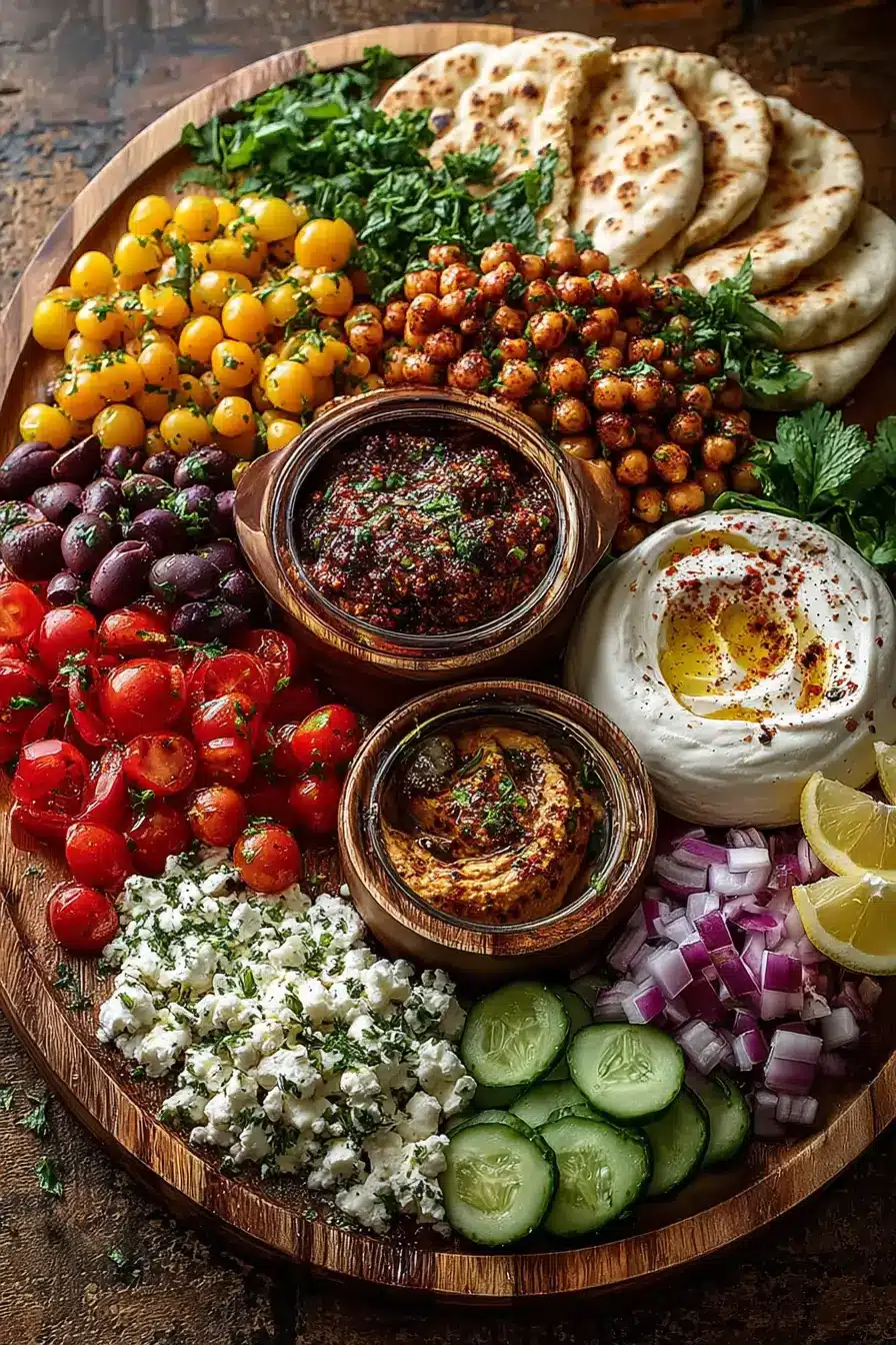 Mediterranean Mezze Board with Chickpea Salad