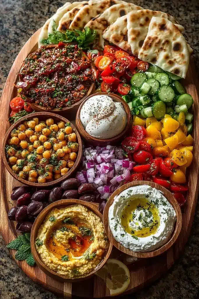 Mediterranean Mezze Board with Chickpea Salad