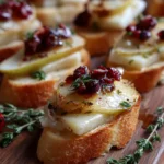 Pear Brie & Cranberry Crostini with Thyme Honey