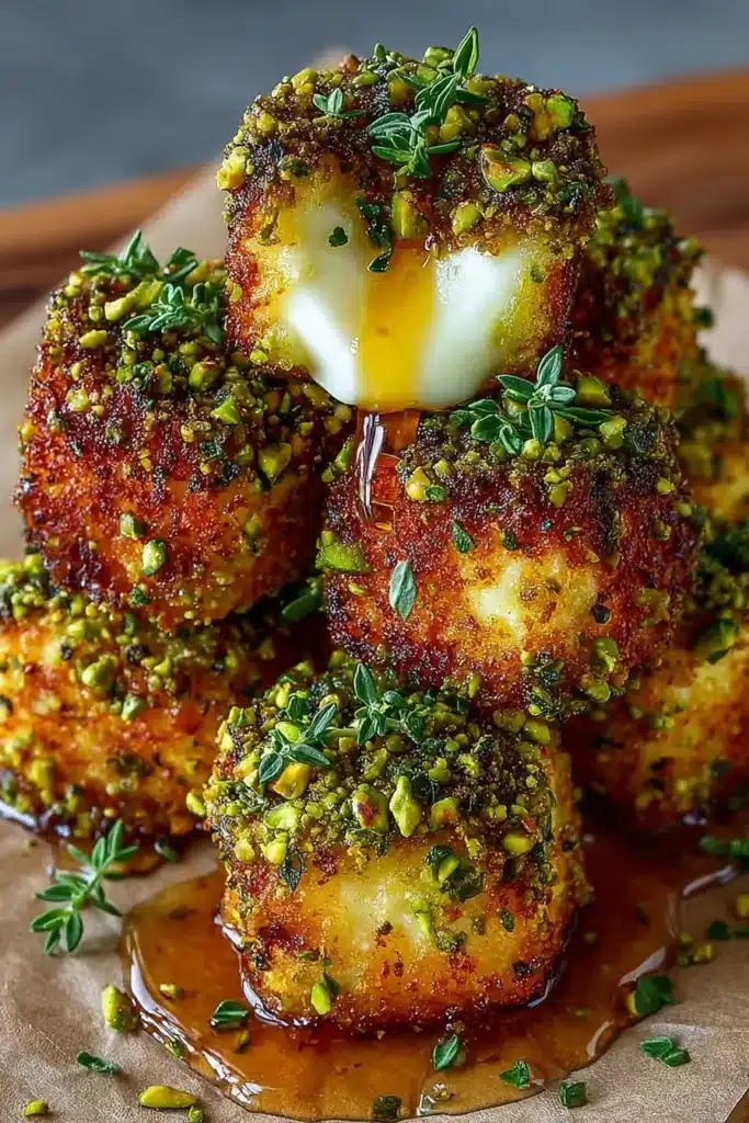 Pistachio Crusted Brie Bites