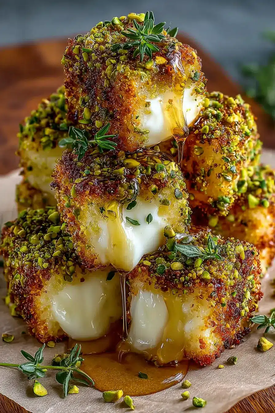Pistachio Crusted Brie Bites