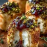 Pistachio Crusted Brie Bites with Cranberry Honey Glaze
