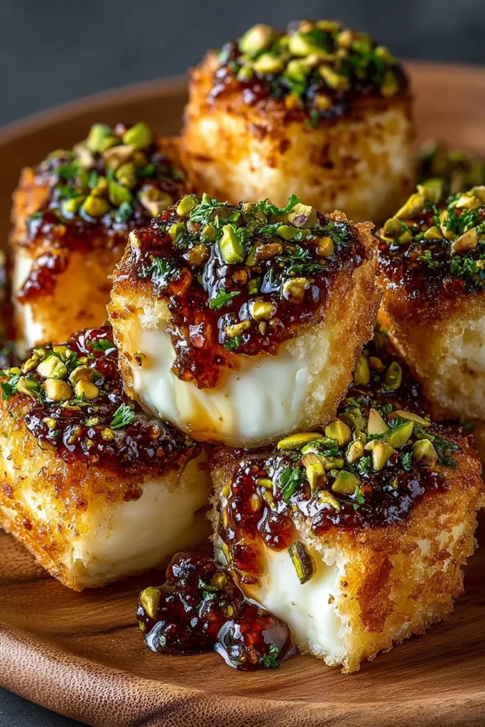Pistachio-Crusted Brie Bites with Fig Honey Glaze