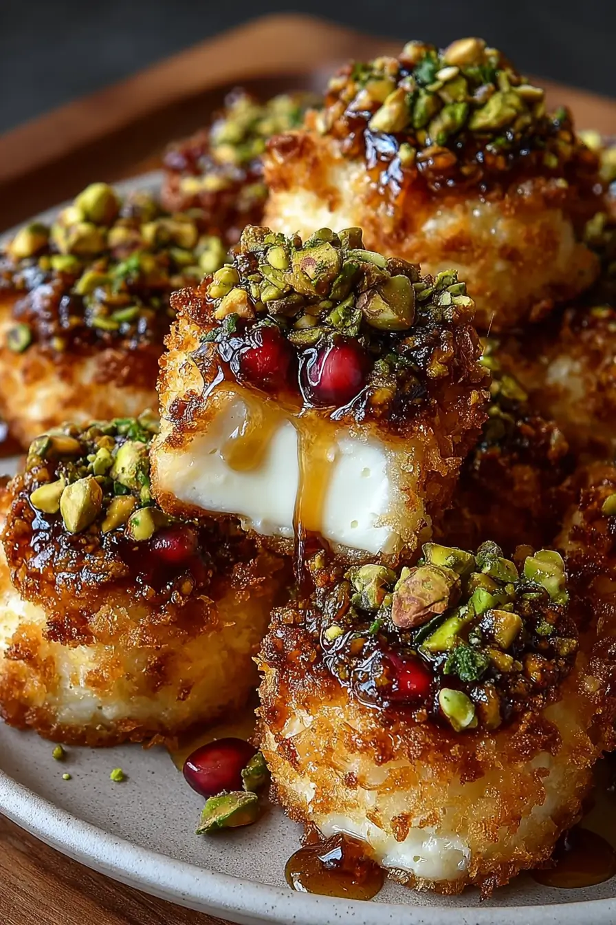 Pistachio-Crusted Brie Bites with Fig Honey Glaze