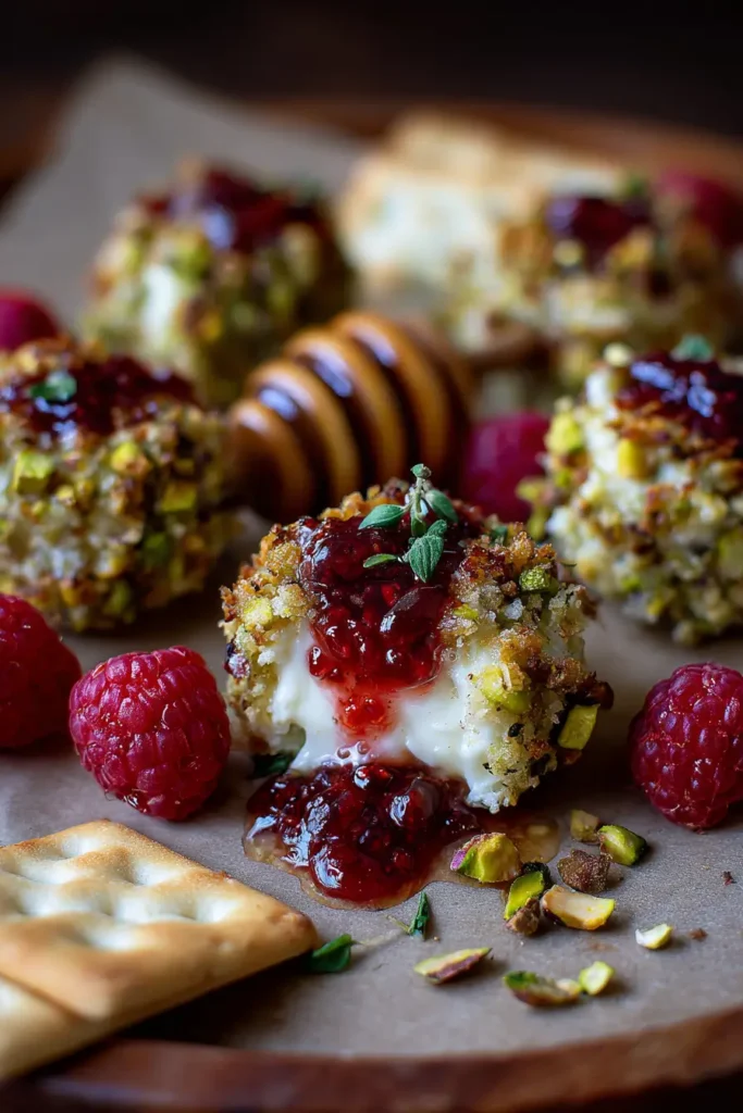 How to make Pistachio-Crusted Brie Bites with Raspberry Honey Glaze Recipe