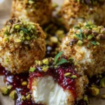 Pistachio-Crusted Brie Bites with Raspberry Honey Glaze