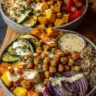 Roasted Veggie & Chickpea Bowls with Maple Dijon Tahini Dressing