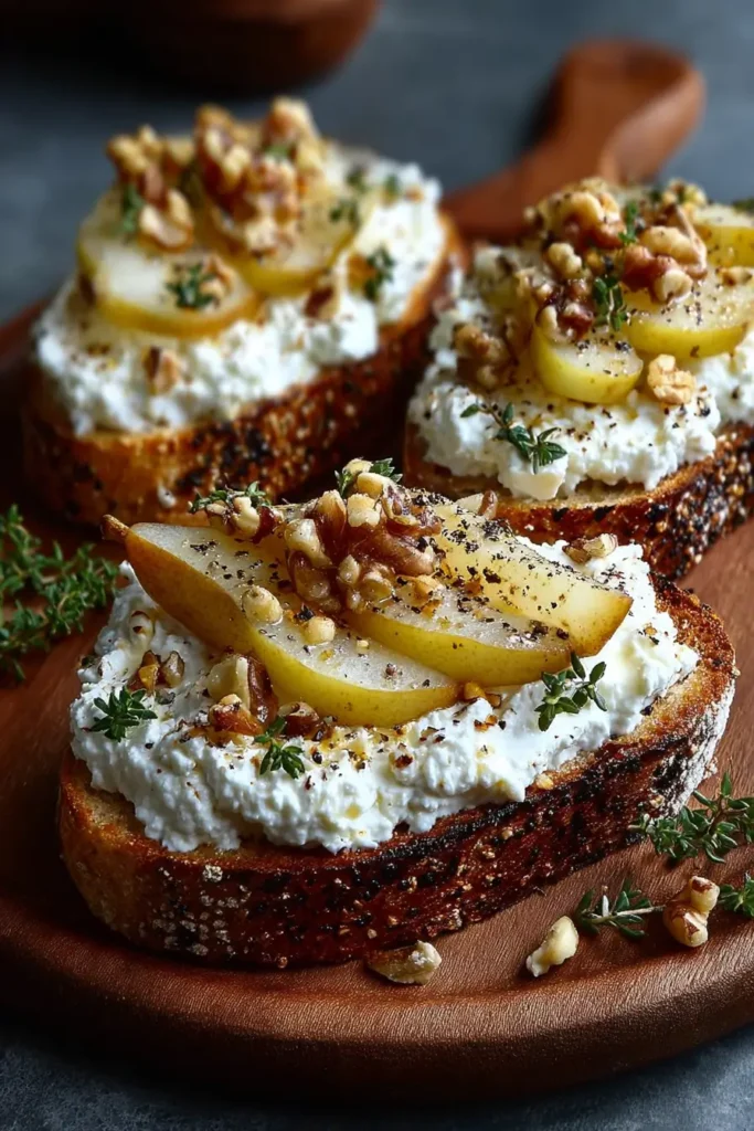 Whipped Feta & Roasted Pear Tapas with Walnuts
