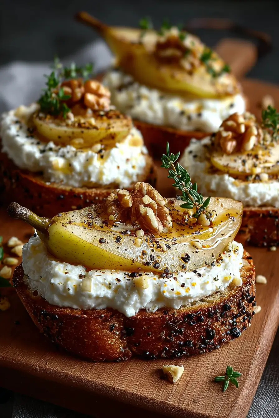 Whipped Feta & Roasted Pear Tapas with Walnuts