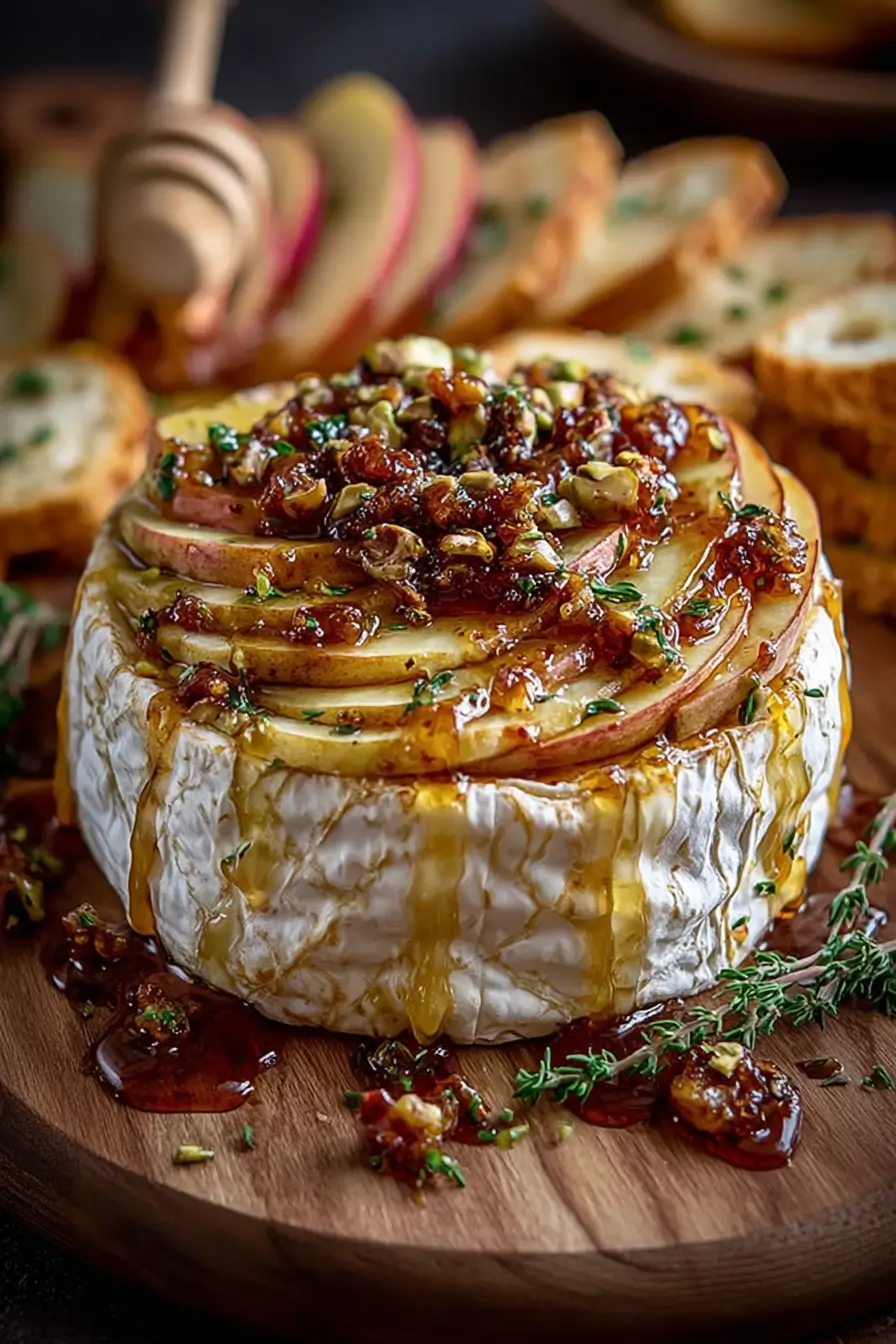 Baked Brie and Apple Tapas with Fig Honey Glaze