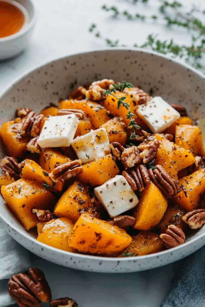 How To Make Caramelized Butternut Squash with Brie, Toasted Pecans & Hot Honey Drizzle
