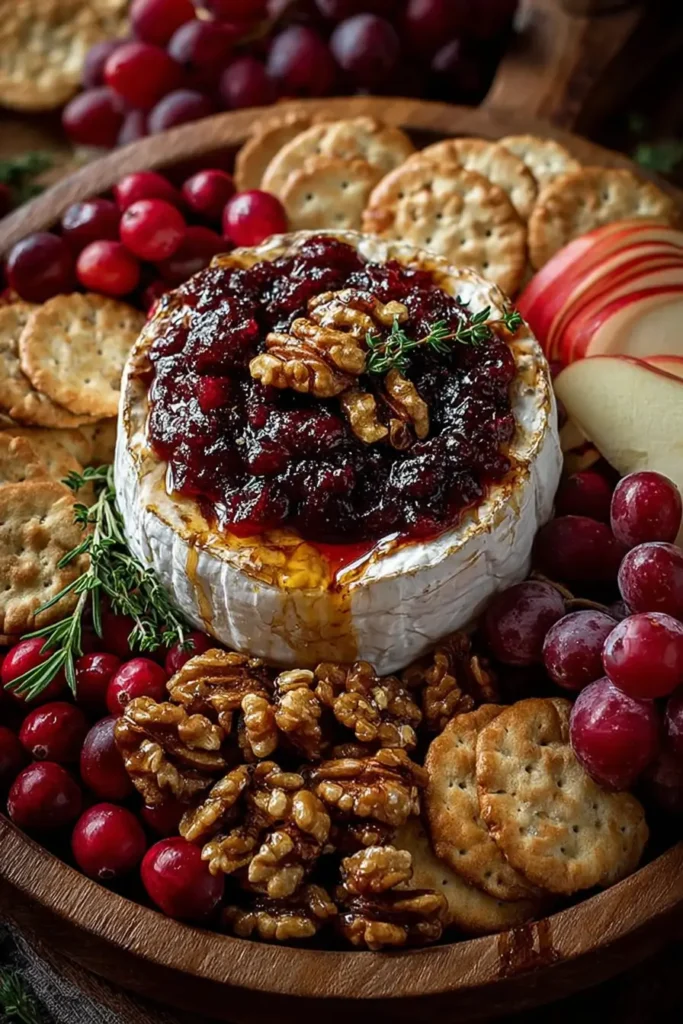 Cranberry Brie Party Board with Roasted Walnuts