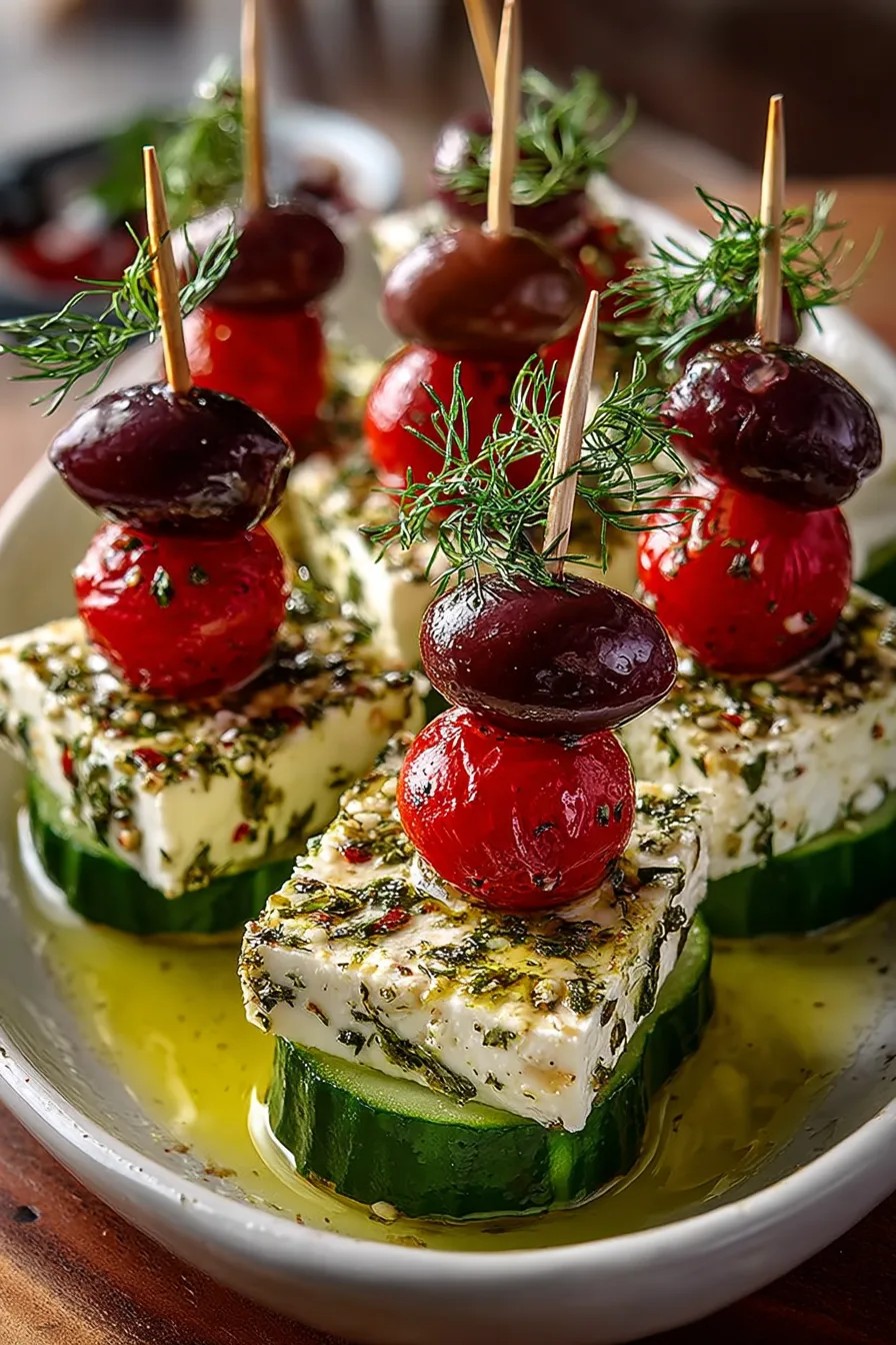 Greek Feta & Cucumber Bite Skewers