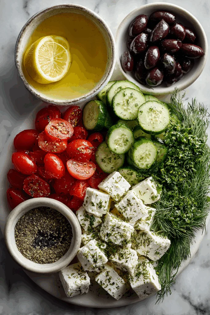 Greek Feta & Cucumber Bite Skewers