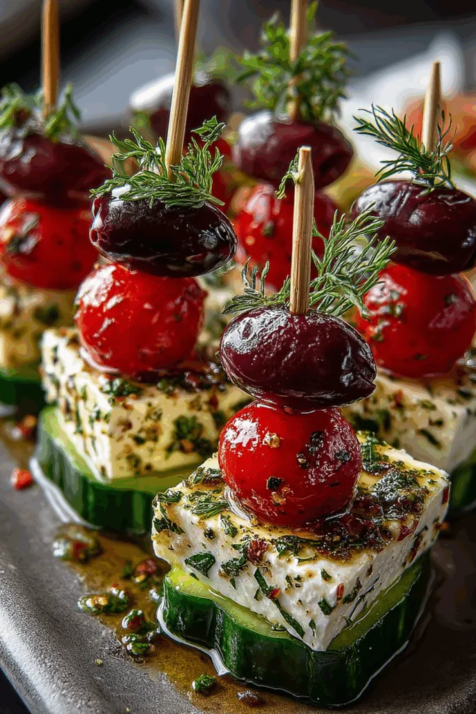 Greek Feta & Cucumber Bite Skewers
