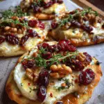 Mini Pizza with Brie, Cranberries & Toasted Walnuts with a Hot Honey Drizzle