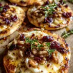 Mini Pizza with Brie, Cranberries & Toasted Walnuts with a Hot Honey Drizzle Recipe