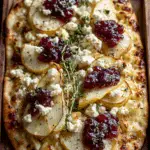 Pear Apple & Brie Flatbread with Cranberry Jelly and Feta Crumble