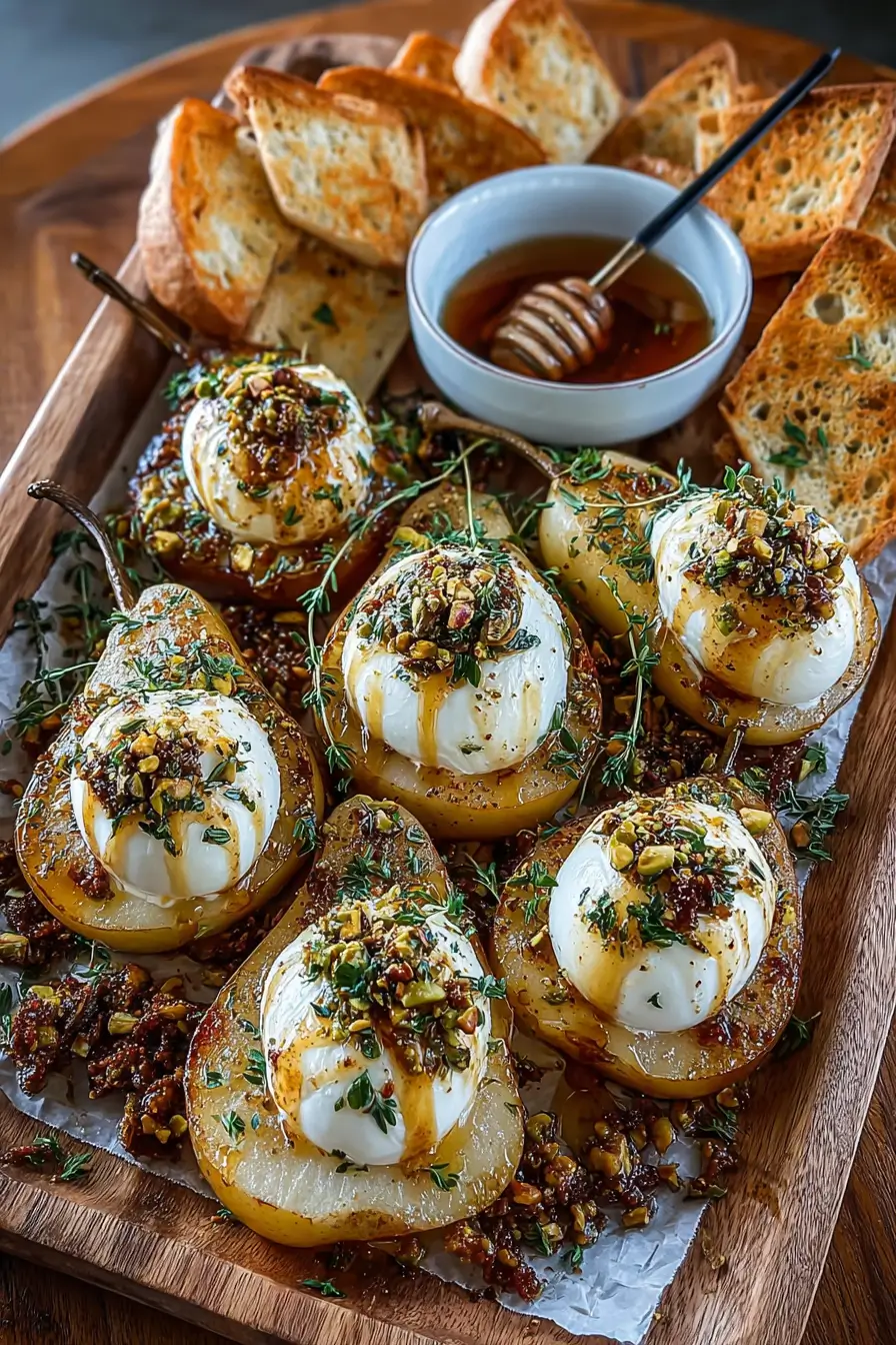Roasted Pear & Burrata Board with Maple Drizzle