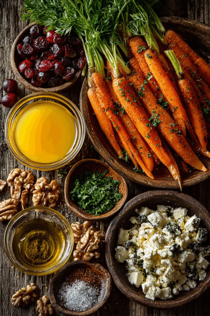 Caramelized Carrots with Feta & Toasted Walnuts and Cranberry-Honey Glaze