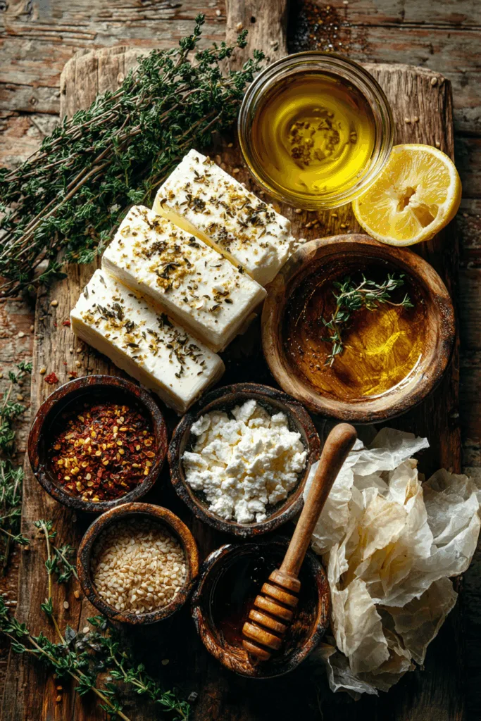 Crispy Baked Feta Rolls with Garlic Honey