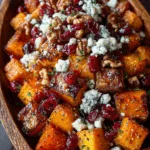 Caramelized Butternut Squash & Sweet Potato with Blue Cheese, Walnuts & Cranberry-Orange Glaze