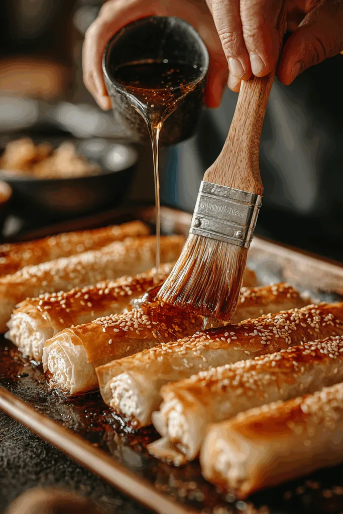 Crispy Baked Feta Rolls with Garlic Honey