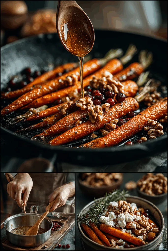 Caramelized Carrots with Feta & Toasted Walnuts and Cranberry-Honey Glaze