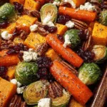 Caramelized Butternut Squash, Carrots, Brussels Sprouts & Sweet Potato with Feta, Pecans & Cranberry-Honey Glaze