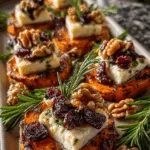 Roasted Sweet Potato Rounds with Brie, Dried Cherries & Toasted Walnuts