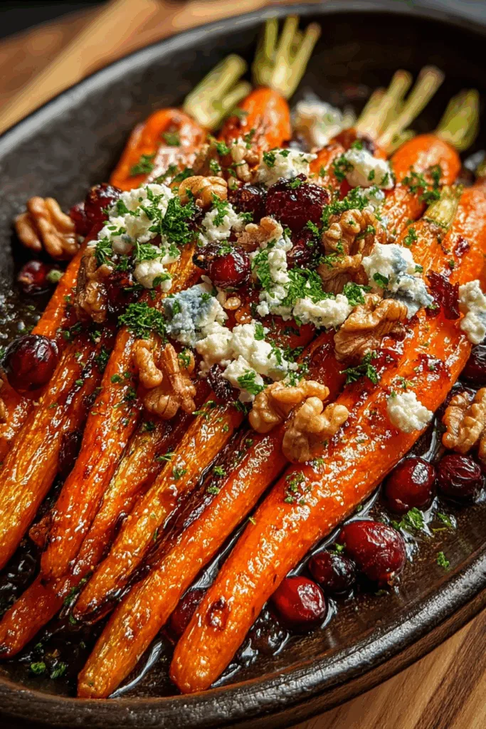 Caramelized Carrots with Feta & Toasted Walnuts and Cranberry-Honey Glaze