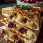 Apple Cranberry Brie Quesadillas with Hot Honey