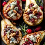 Baked Pears with Cranberries, Honey, Walnuts & Blue Cheese