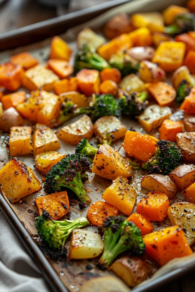 Caramelized Butternut Squash, Carrots, Broccoli & Yukon Potatoes with Feta, Pecans & Cranberry-Honey Glaze