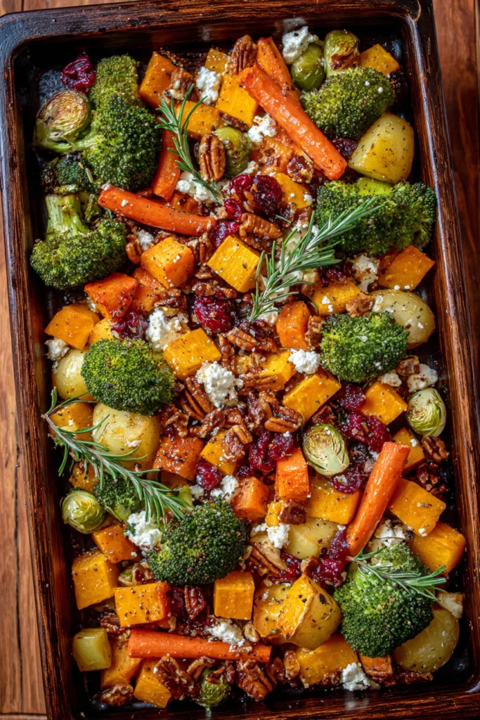 Caramelized Butternut Squash, Carrots, Broccoli & Yukon Potatoes with Feta, Pecans & Cranberry-Honey Glaze