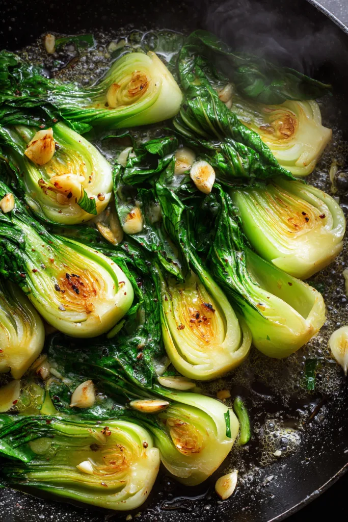 How to make Caramelized Garlic Bok Choy with Feta, Walnuts & Hot Honey Drizzle