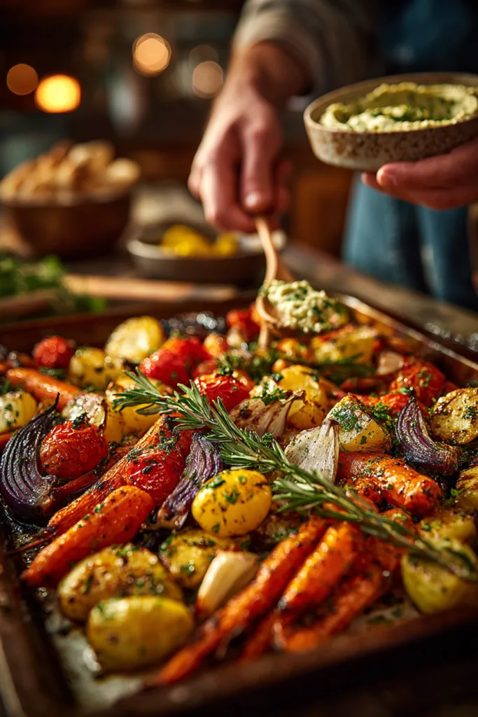 Greek Mezze Board with Whipped Feta, Hummus & Roasted Veggies